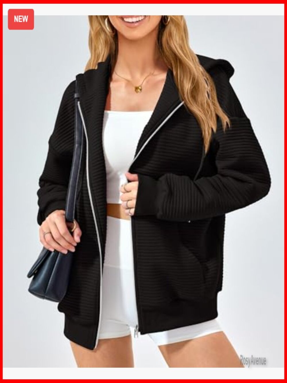 Oversized Zip Up Hoodie Long Sleeve Sweatshirt Fall Fashion Jacket - Picture 5 of 7